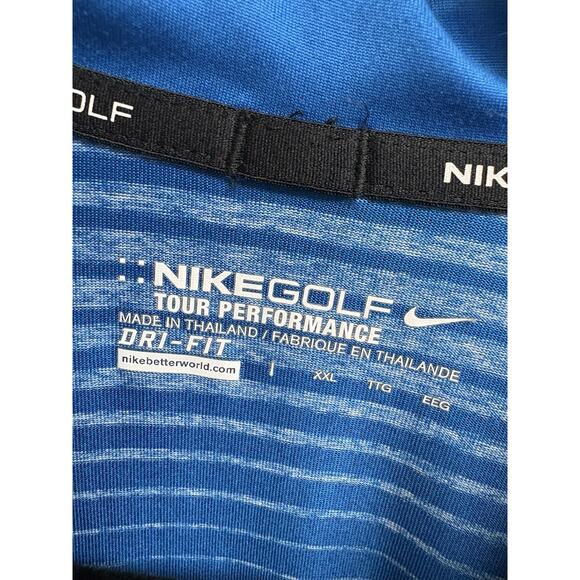 Nike Golf Men's 2XL Polo Shirt Blue Stripe Dri-Fit Tour Performance Short Sleeve - Picture 3 of 5